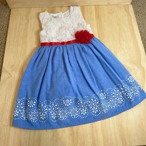 Blue, White and Red Dress